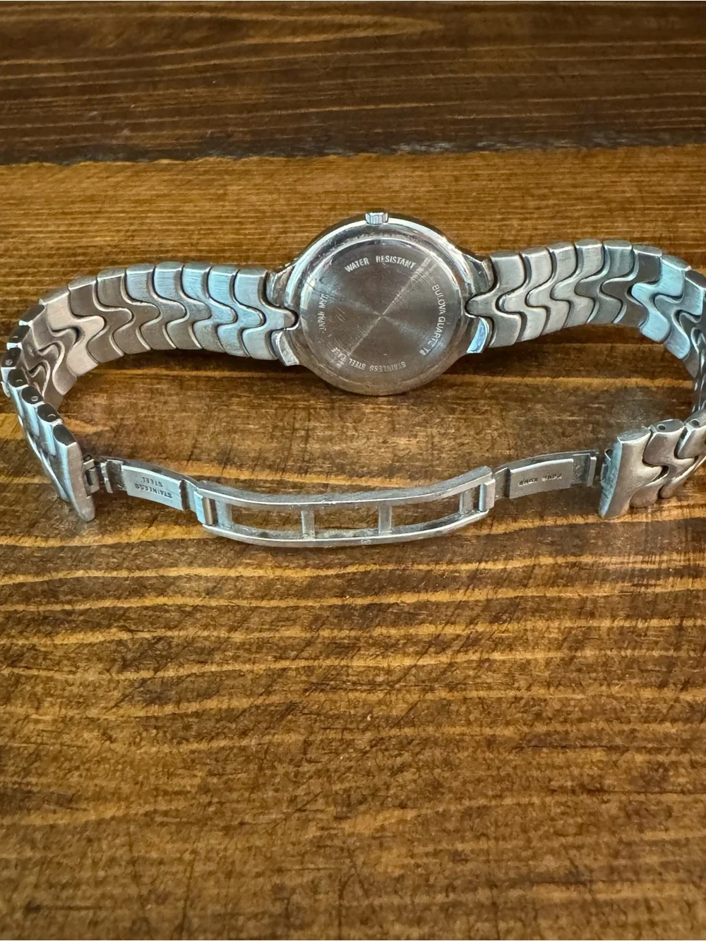 Bulova Silver Tone Wave-Link Bracelet Watch with White Dial
